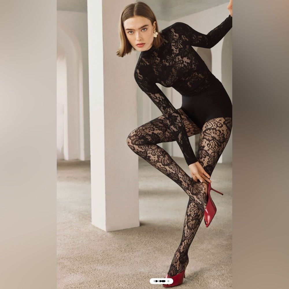 Matching Black Lace Tights and Long Sleeve Top